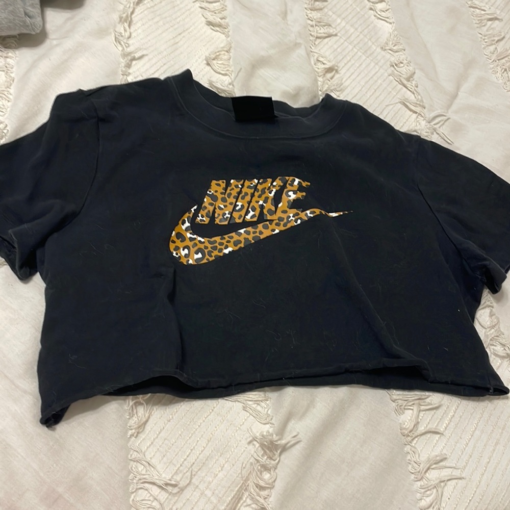 Black Cheetah Crop Nike Tshirt